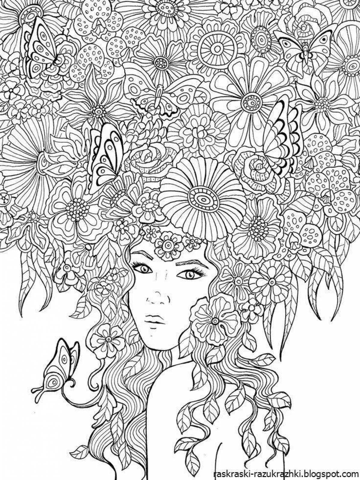 Fun coloring book for adult girls