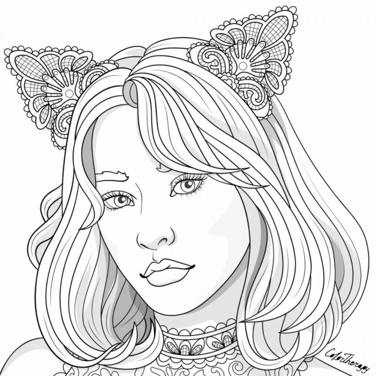 Nice adult girl coloring book