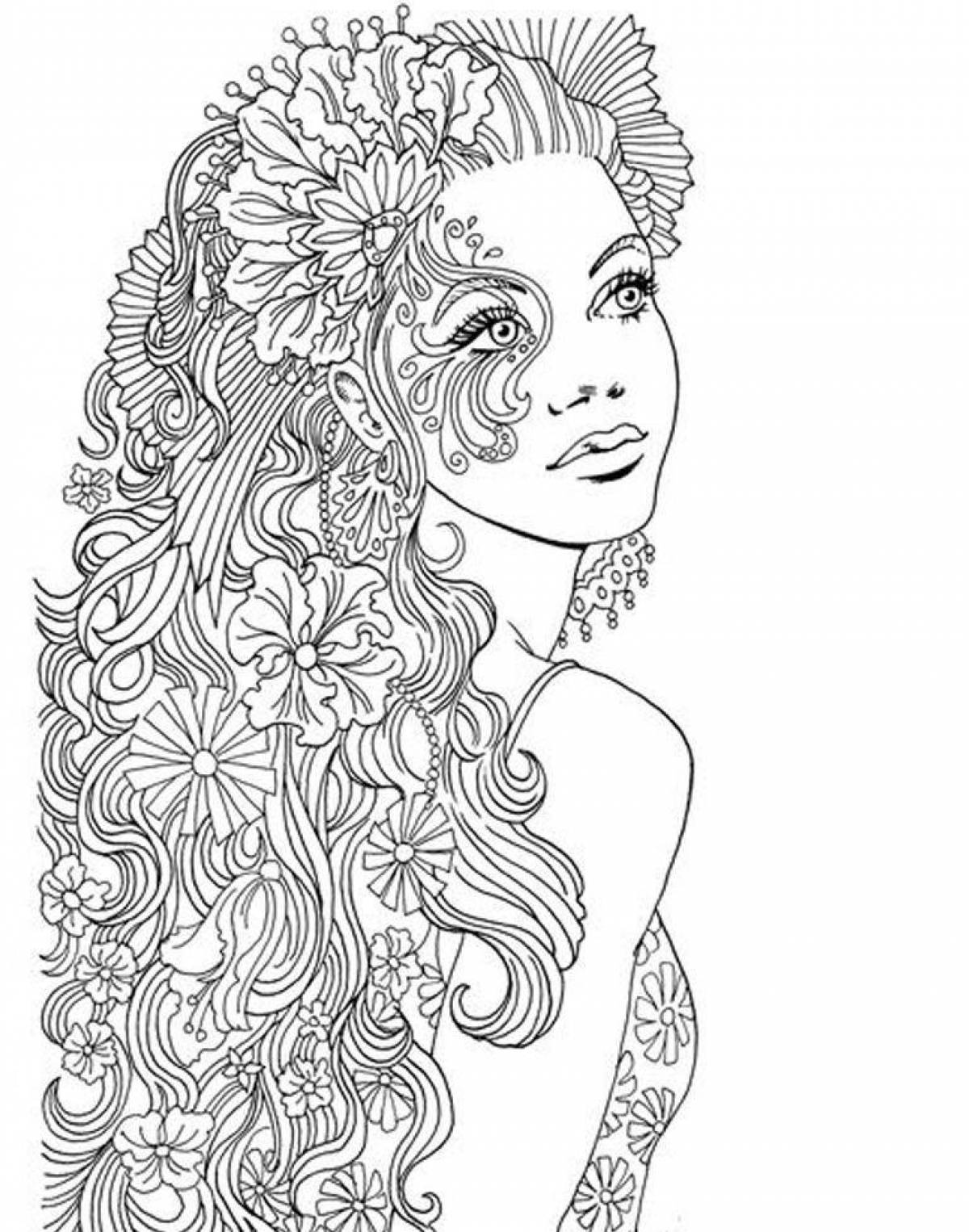 Coloring page glamorous adult girl