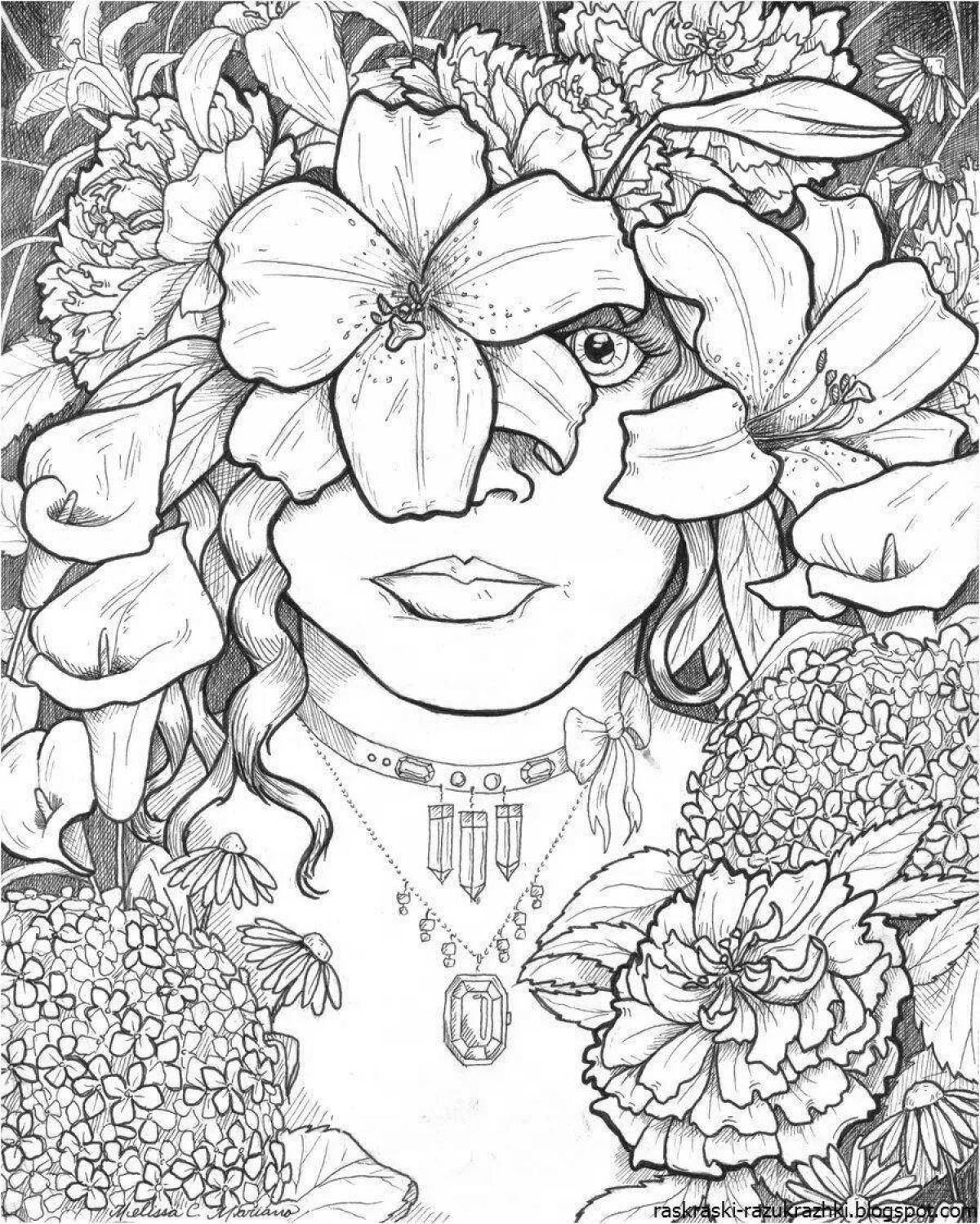 Attractive adult girl coloring book