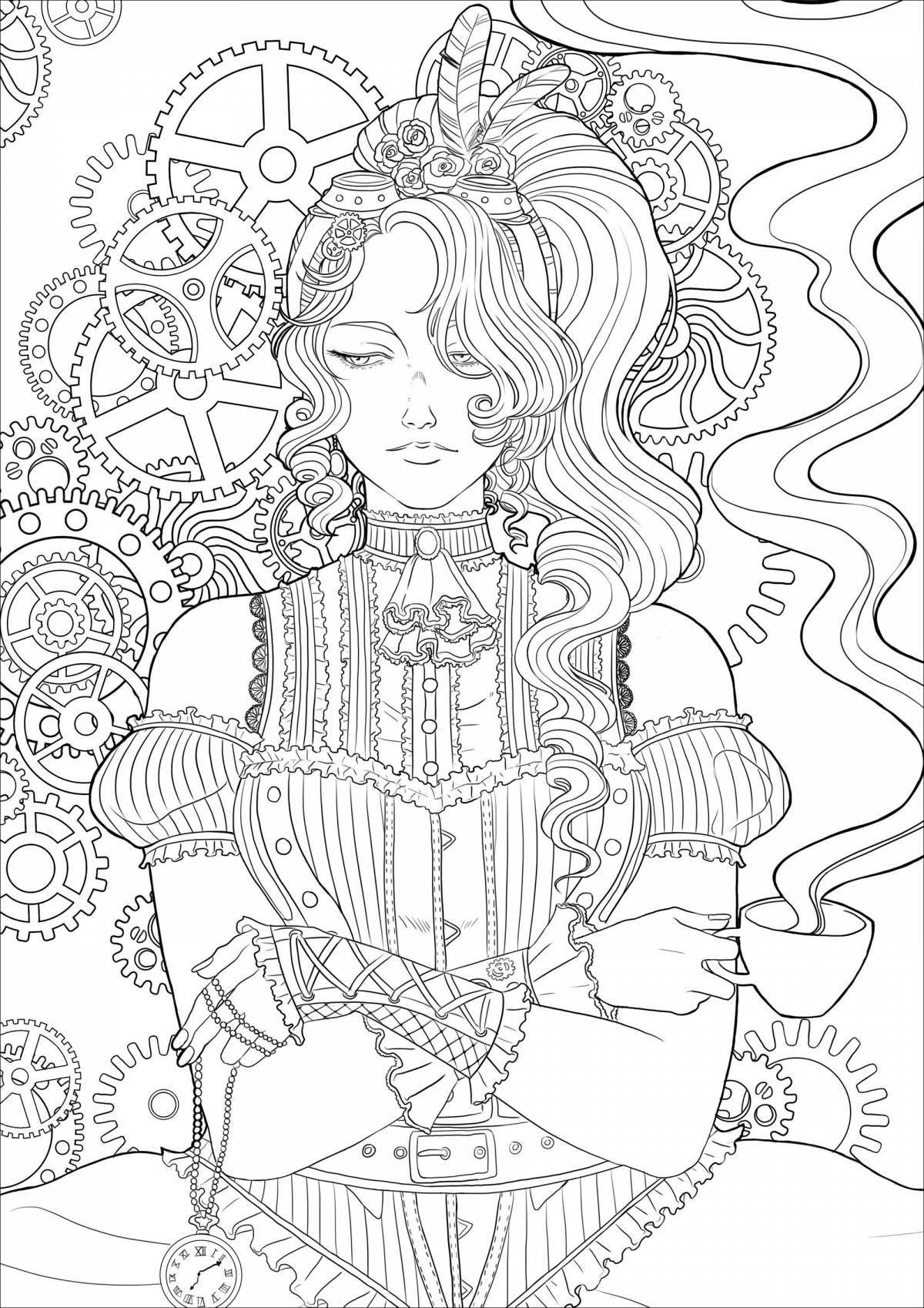 Hypnotic adult girl coloring book