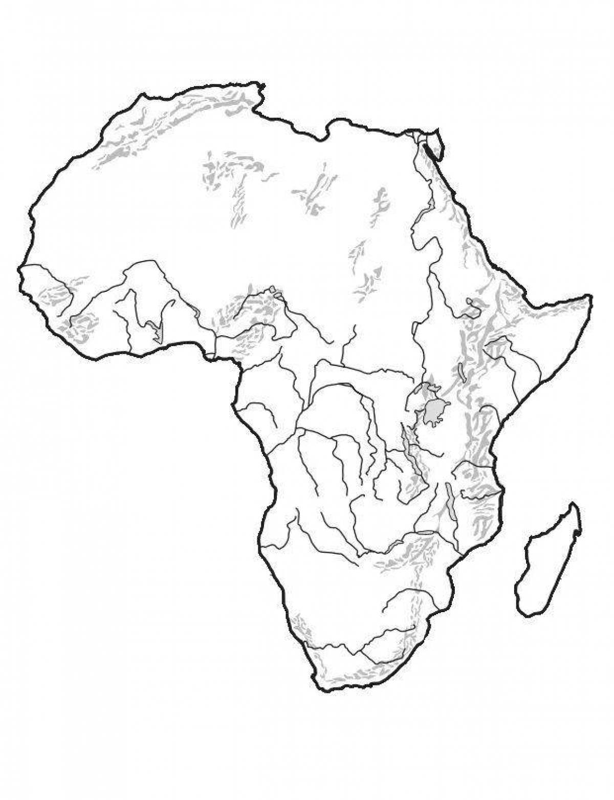 Detailed coloring map of Africa