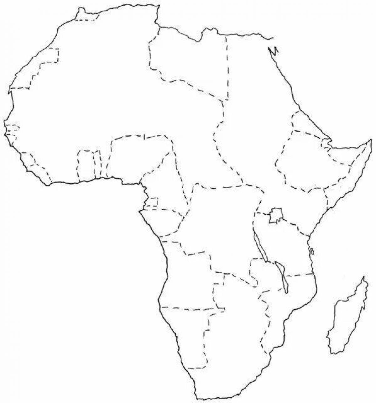 Страница раскраски сложной карты африки