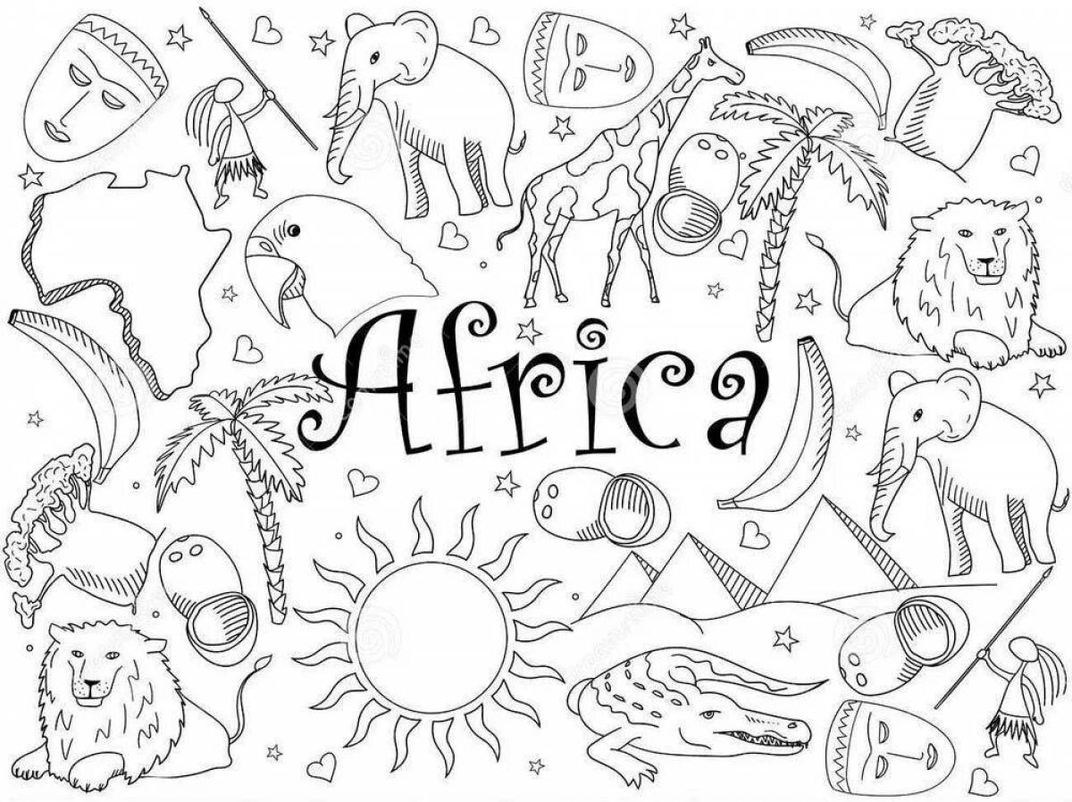 Привлекательная страница раскраски карты африки