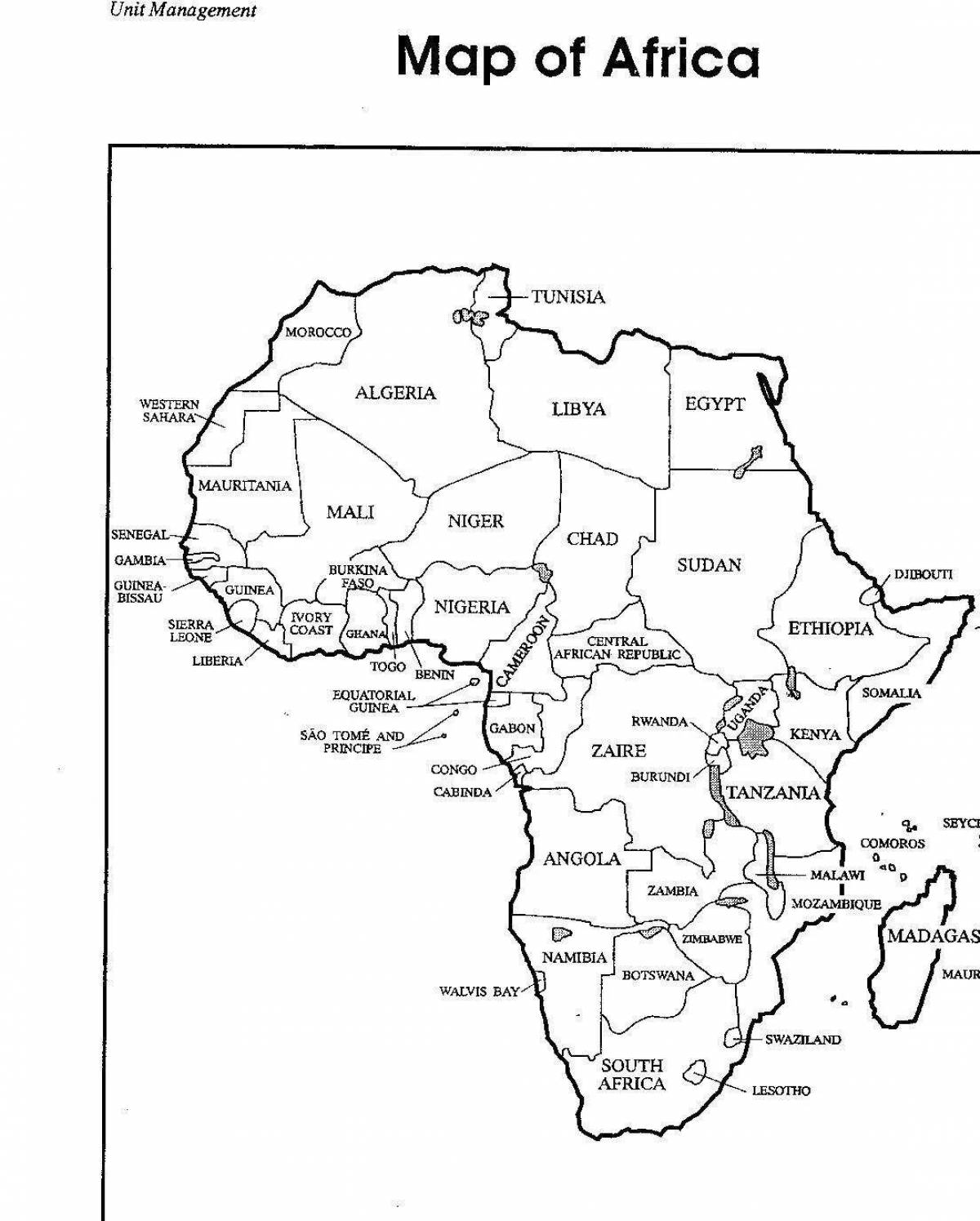 Очаровательная карта африки раскраска