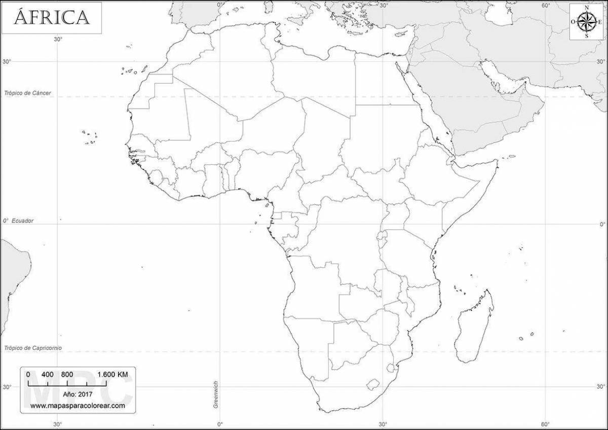 Привлекательная раскраска карты африки