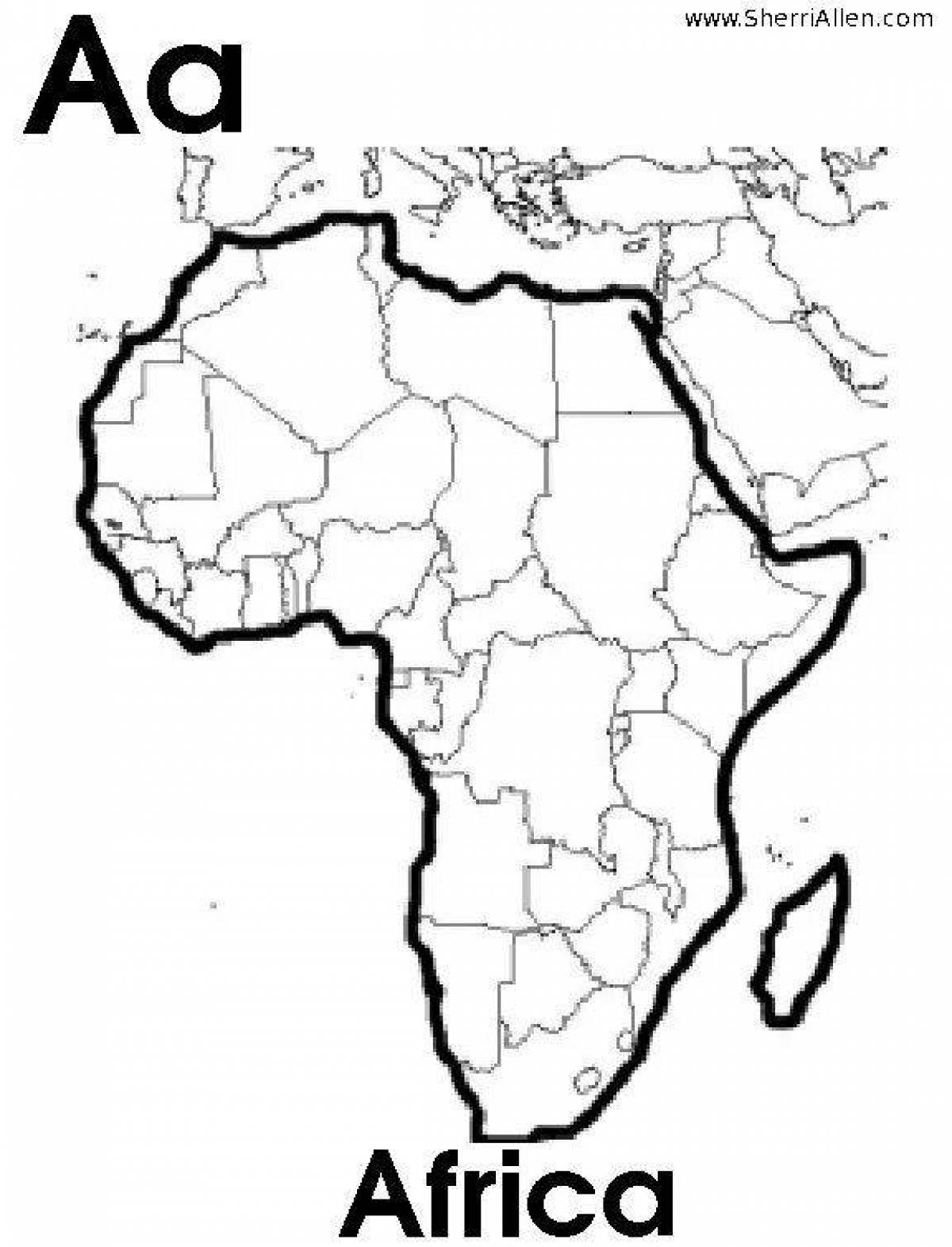 Africa shiny map coloring book