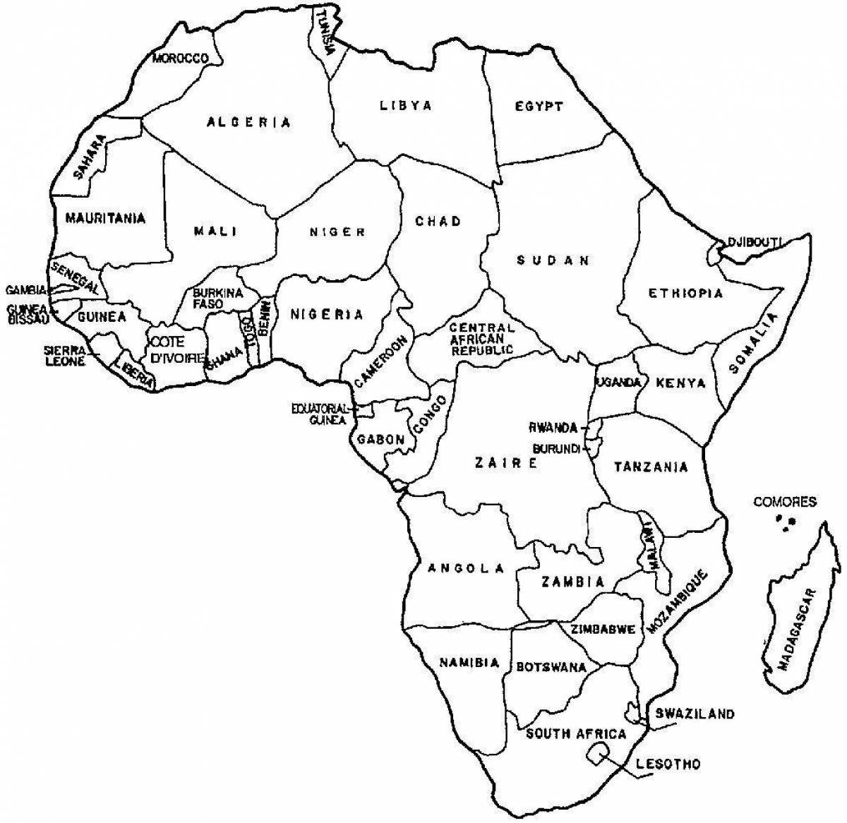 Africa shining map coloring page