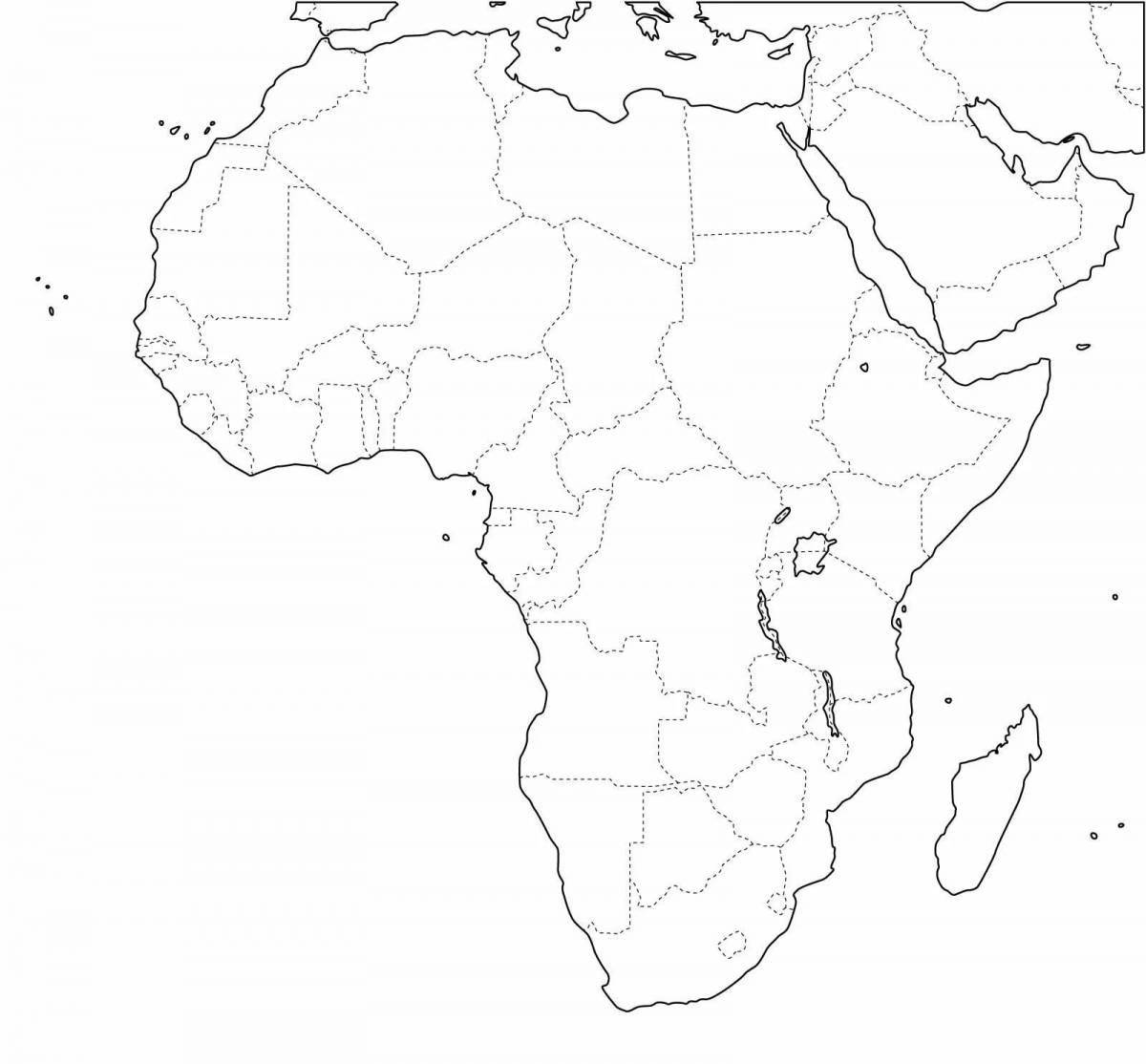 Coloring book wonderful map of africa