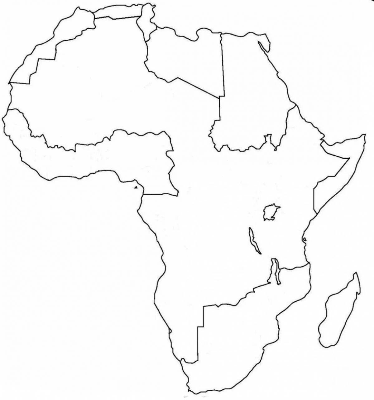 Образцовая страница раскраски карты африки