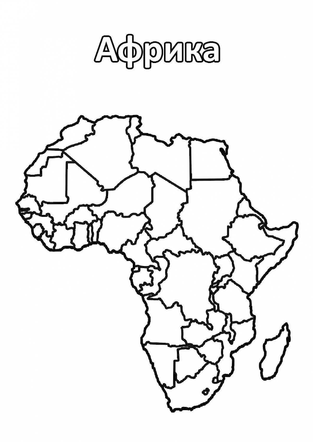 Уникальная страница раскраски карты африки