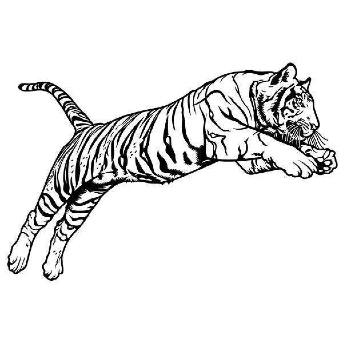 Rampant Bengal tiger coloring page