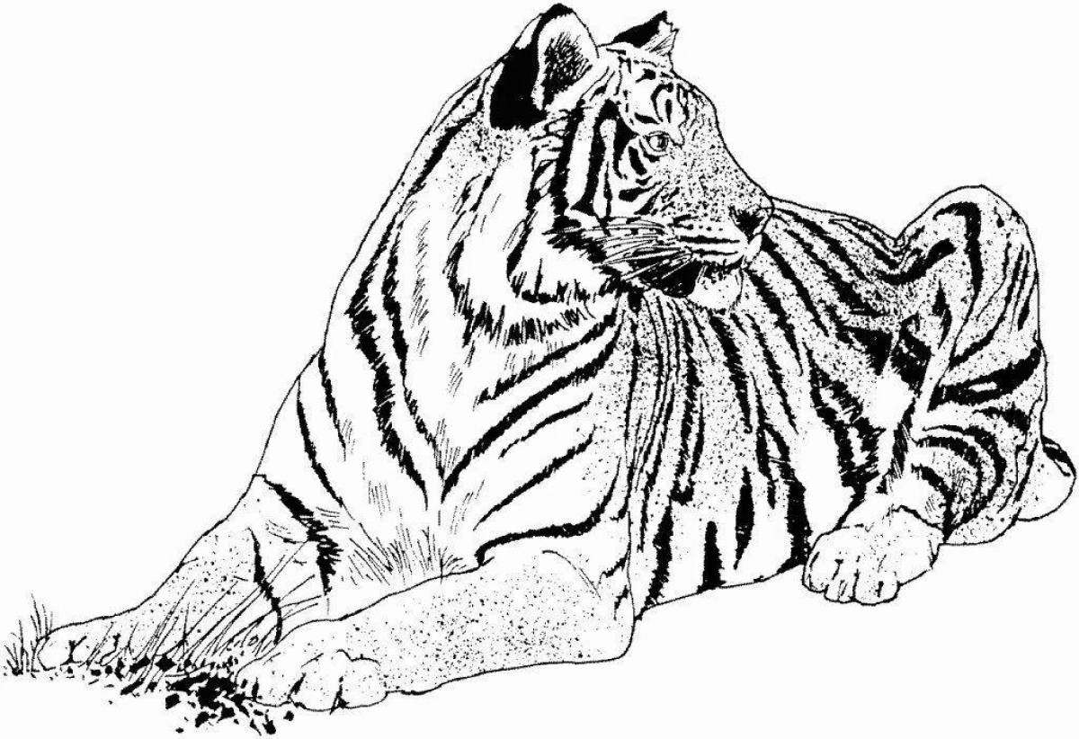 Coloring book brightly colored bengal tiger