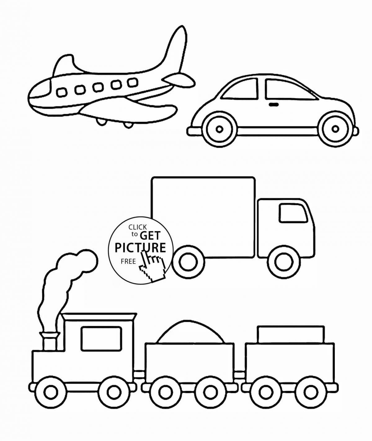 Glittering transport coloring page