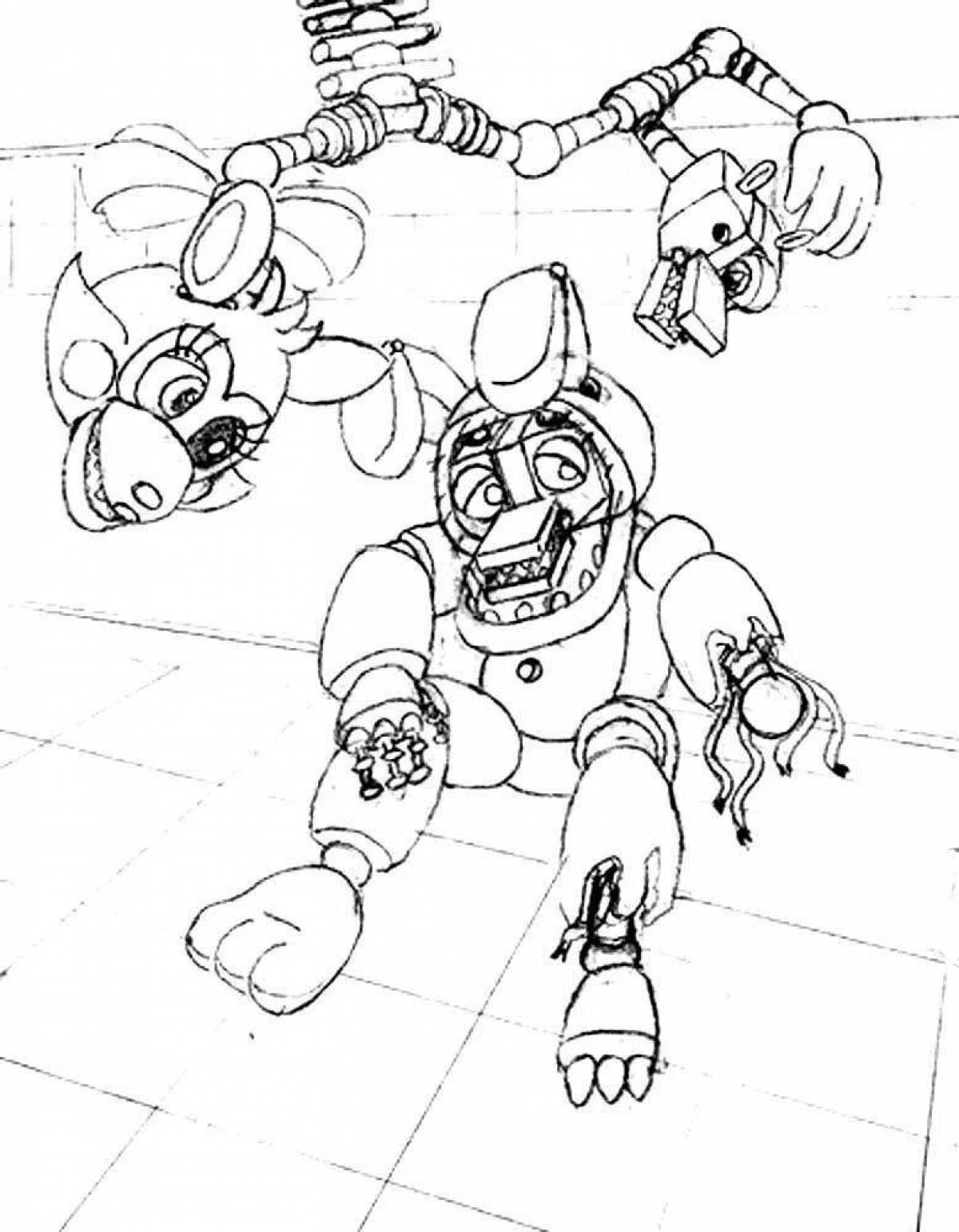 Colorful animatronics coloring page for boys