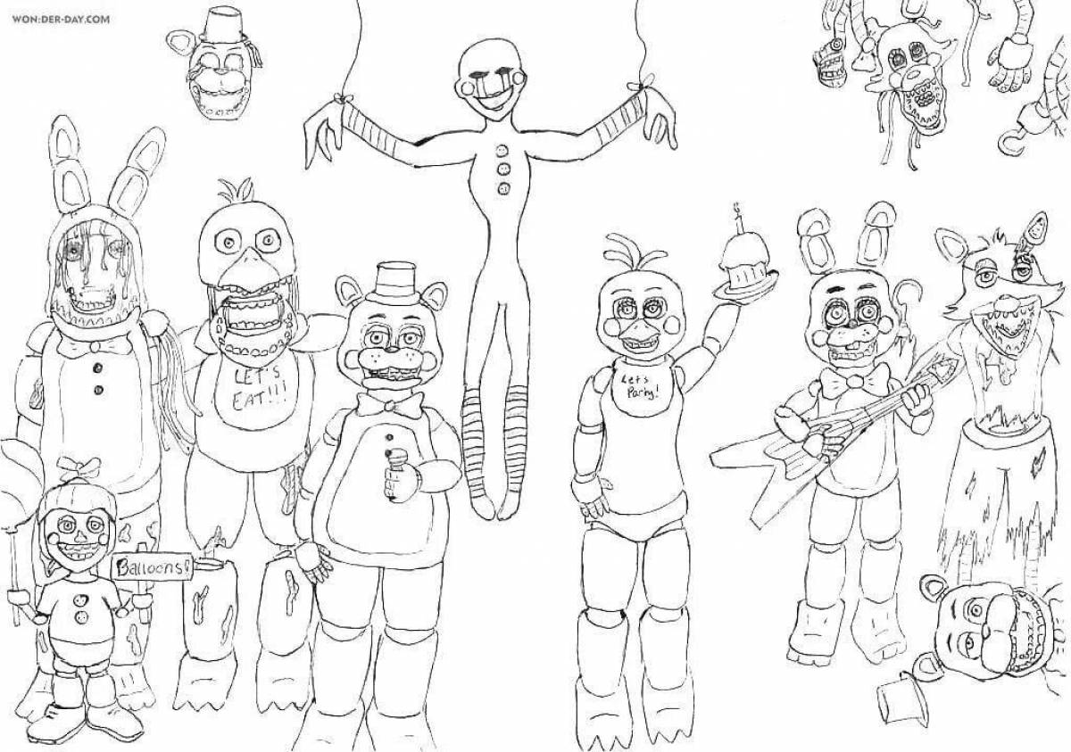 Funny animatronics coloring book for boys