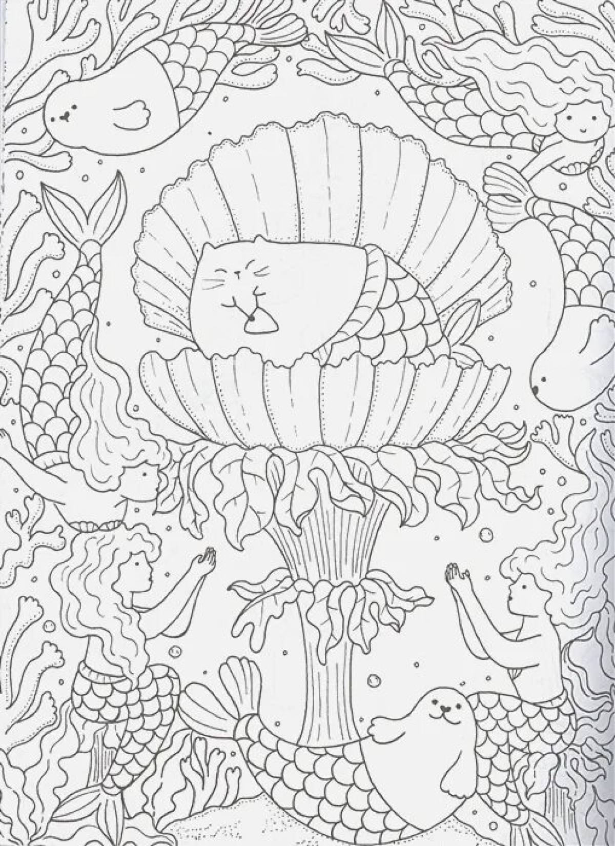 Glitter mermaid coloring page