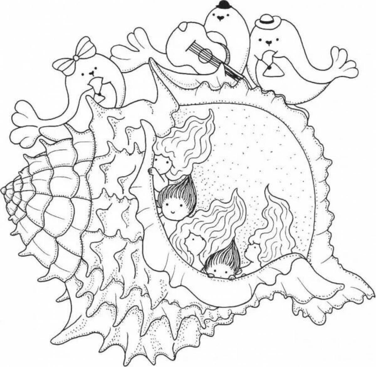 Exquisite mermaid coloring page
