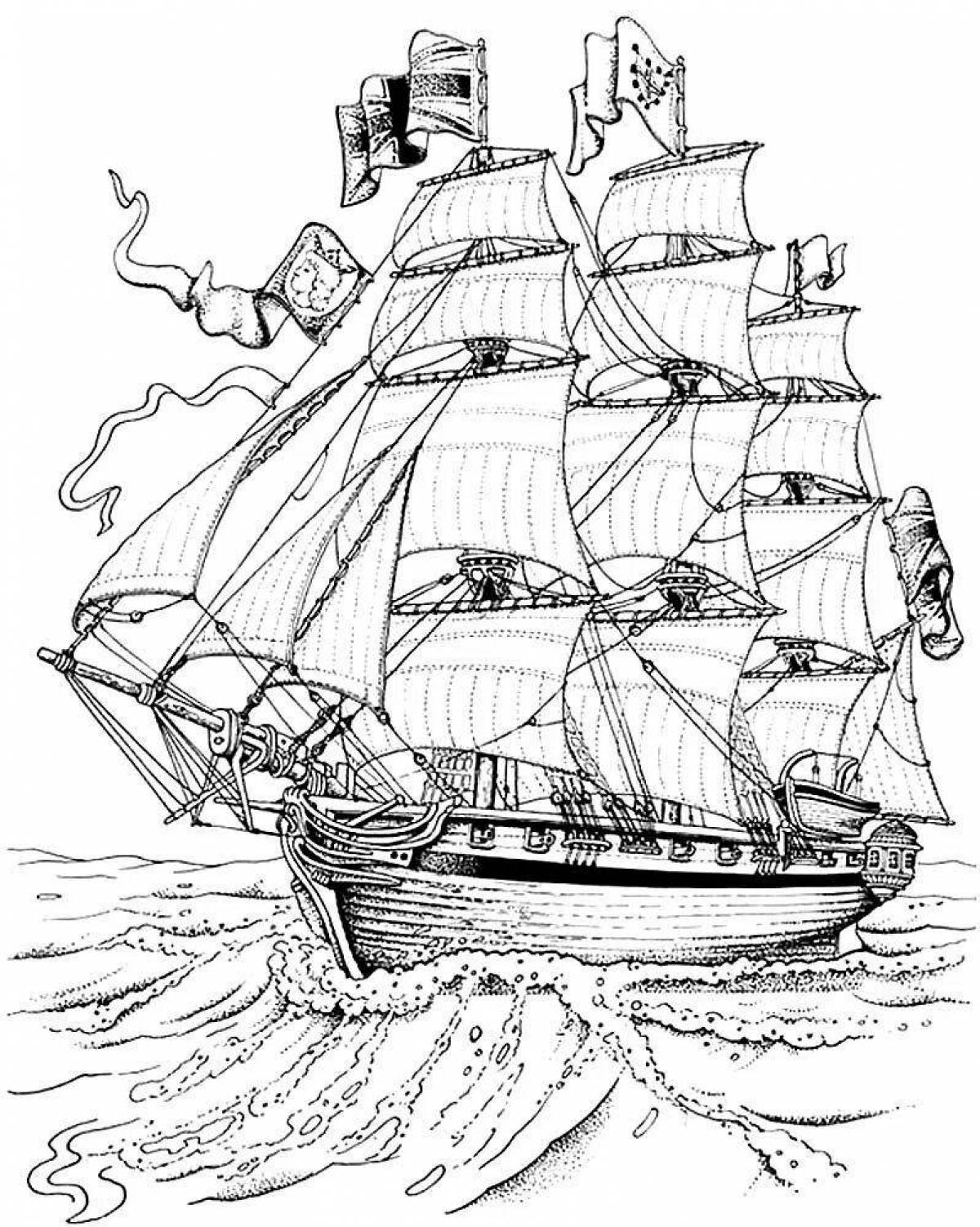 Splendid ship coloring page for boys