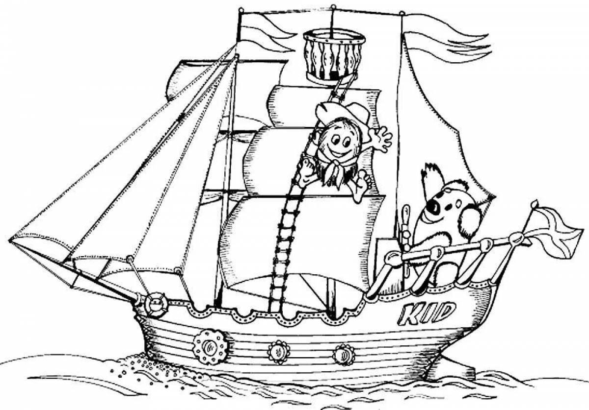 Shiny ship coloring pages for boys