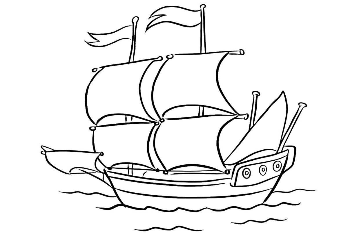 A striking ship coloring page for boys