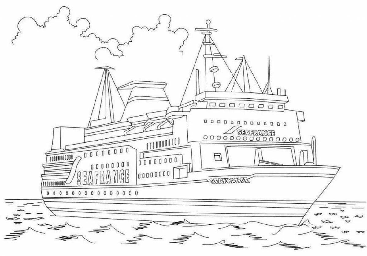 Впечатляющая страница раскраски корабля для мальчиков