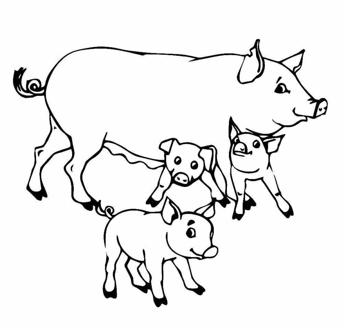 Happy coloring pages of pets and their babies