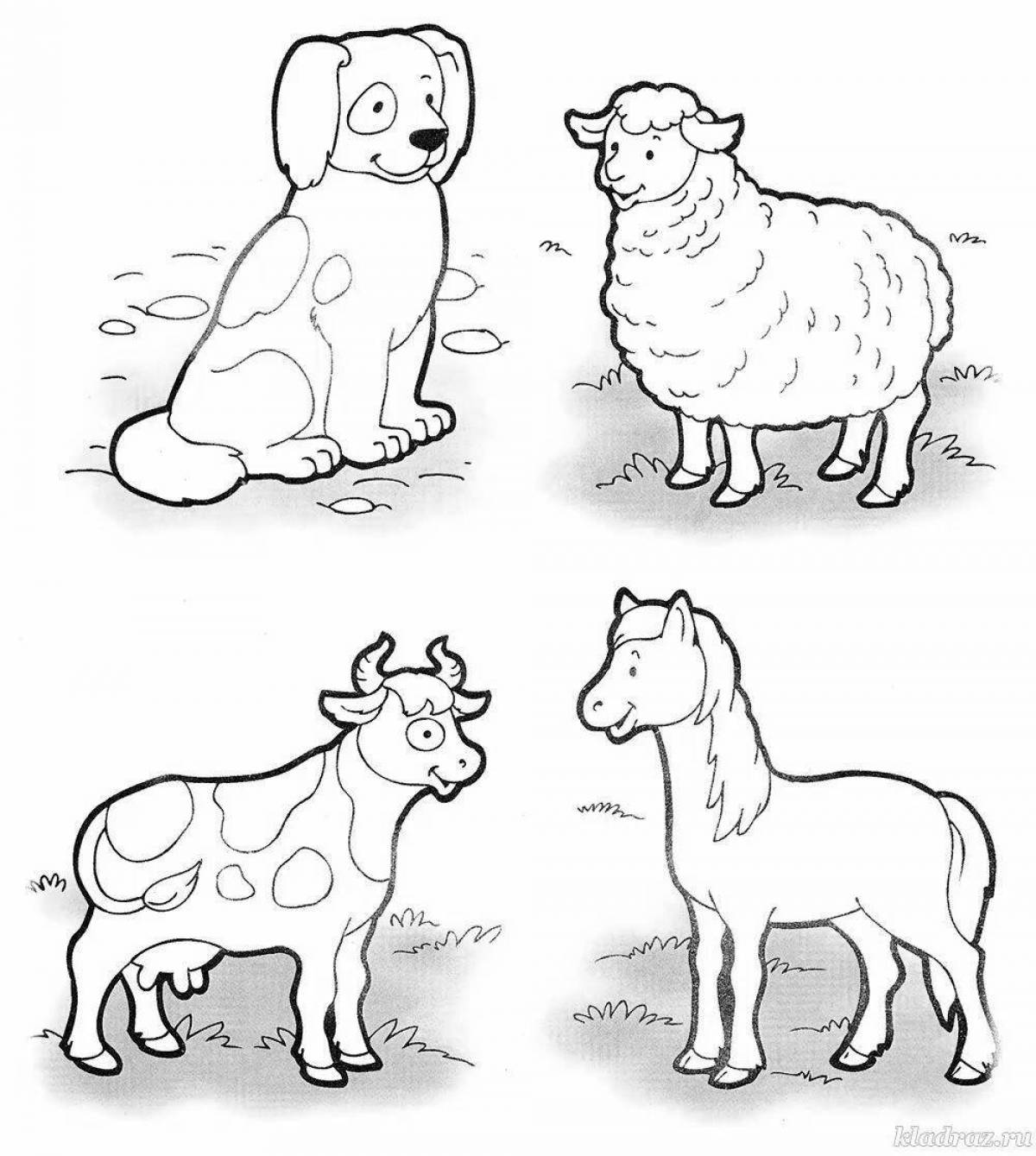 Cuddling coloring pages domestic animals and their cubes
