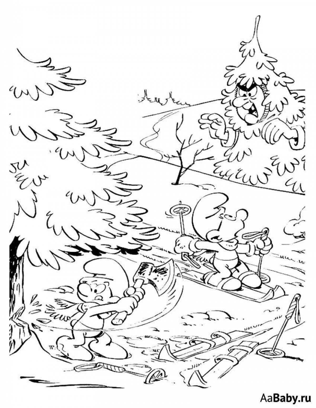 Flashing fire in the forest coloring page