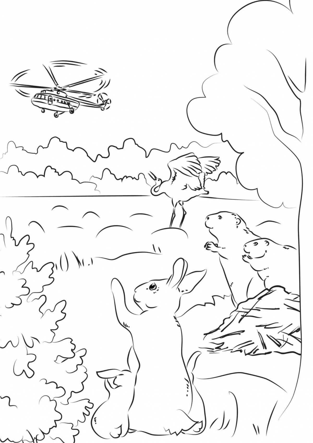 Scorching fire in the forest coloring page