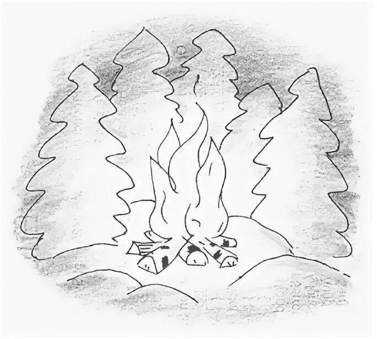 Sizzling sparks in the forest coloring page