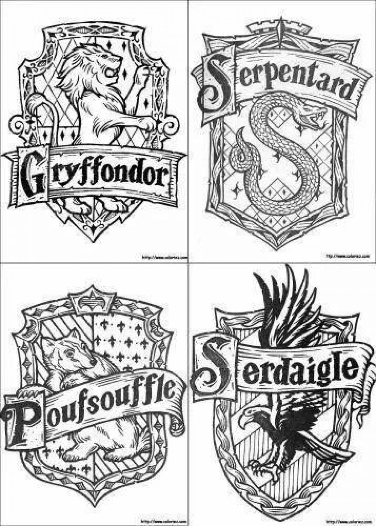 Fantasy coloring harry potter houses