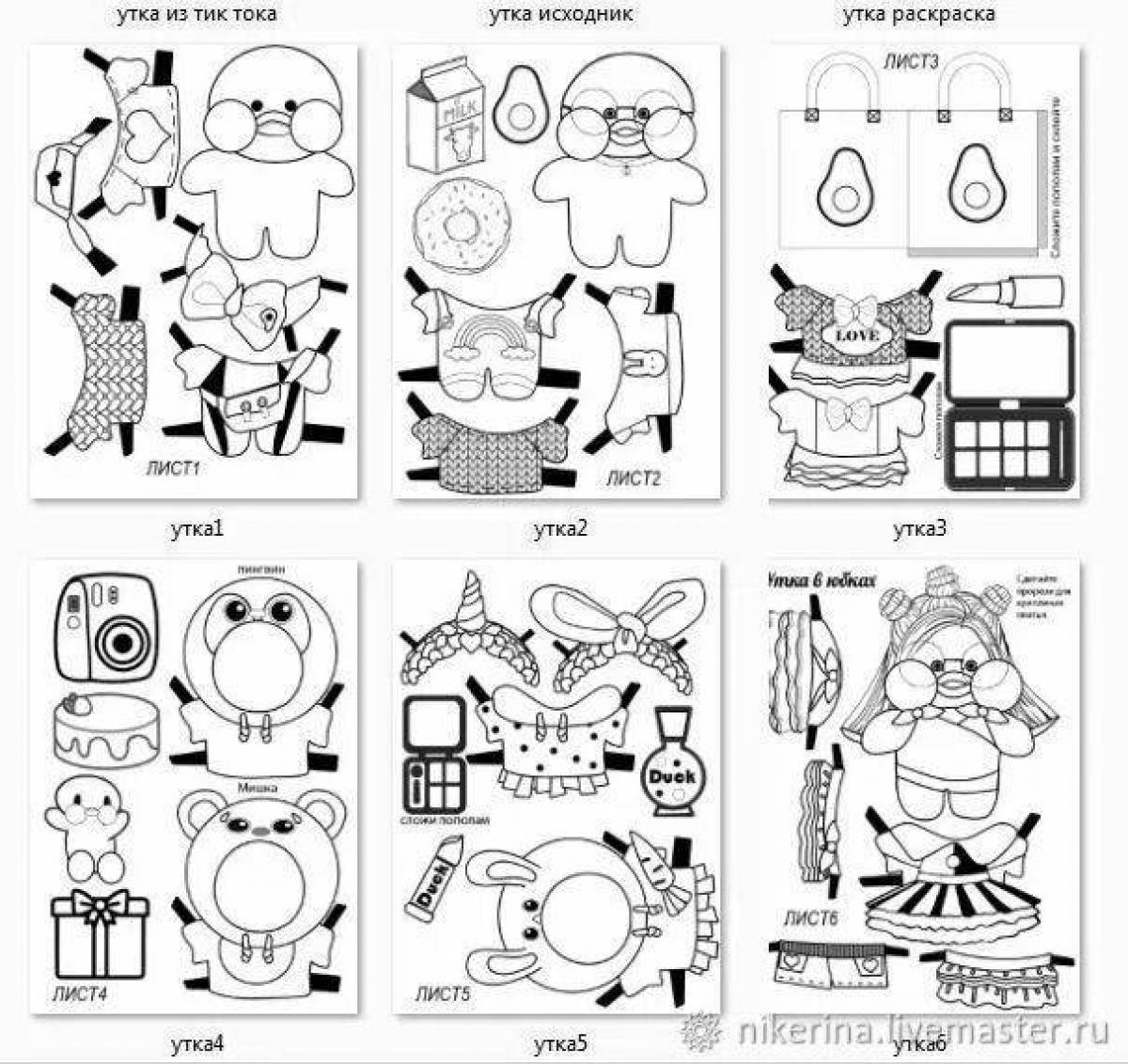 Coloring page modern dressed duck
