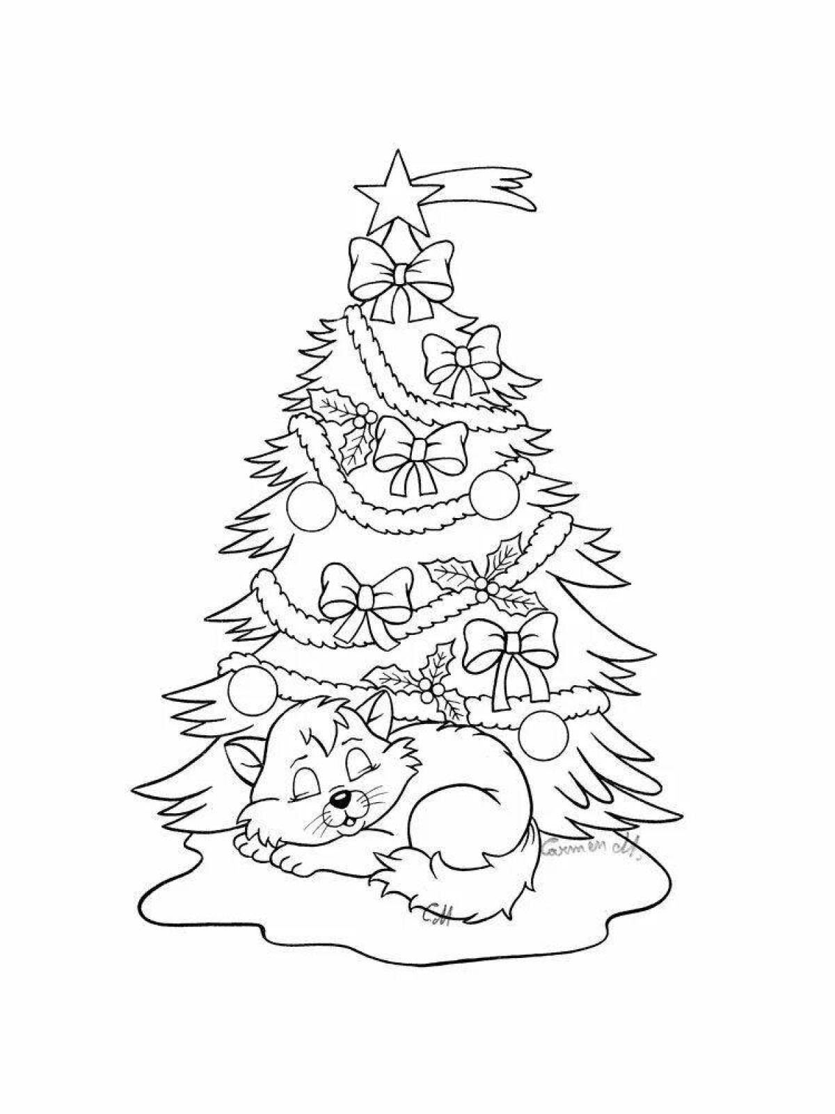 Amazing Christmas tree and rabbit coloring book
