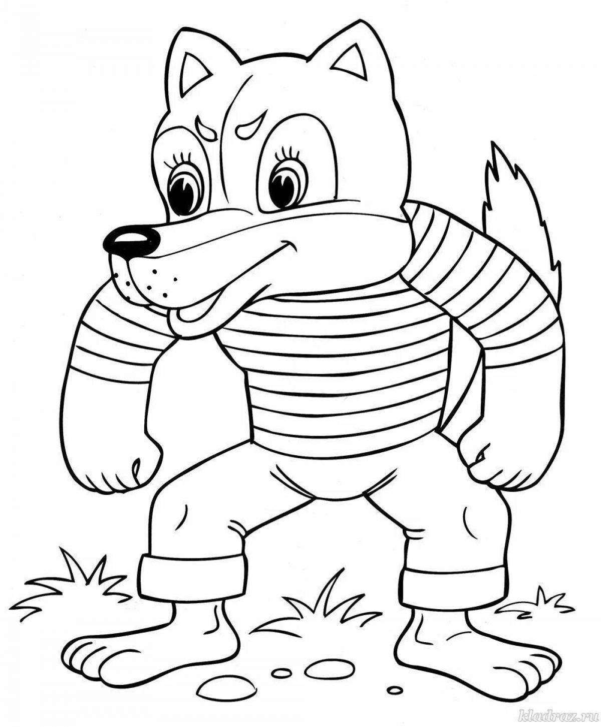 Adorable wolf coloring page