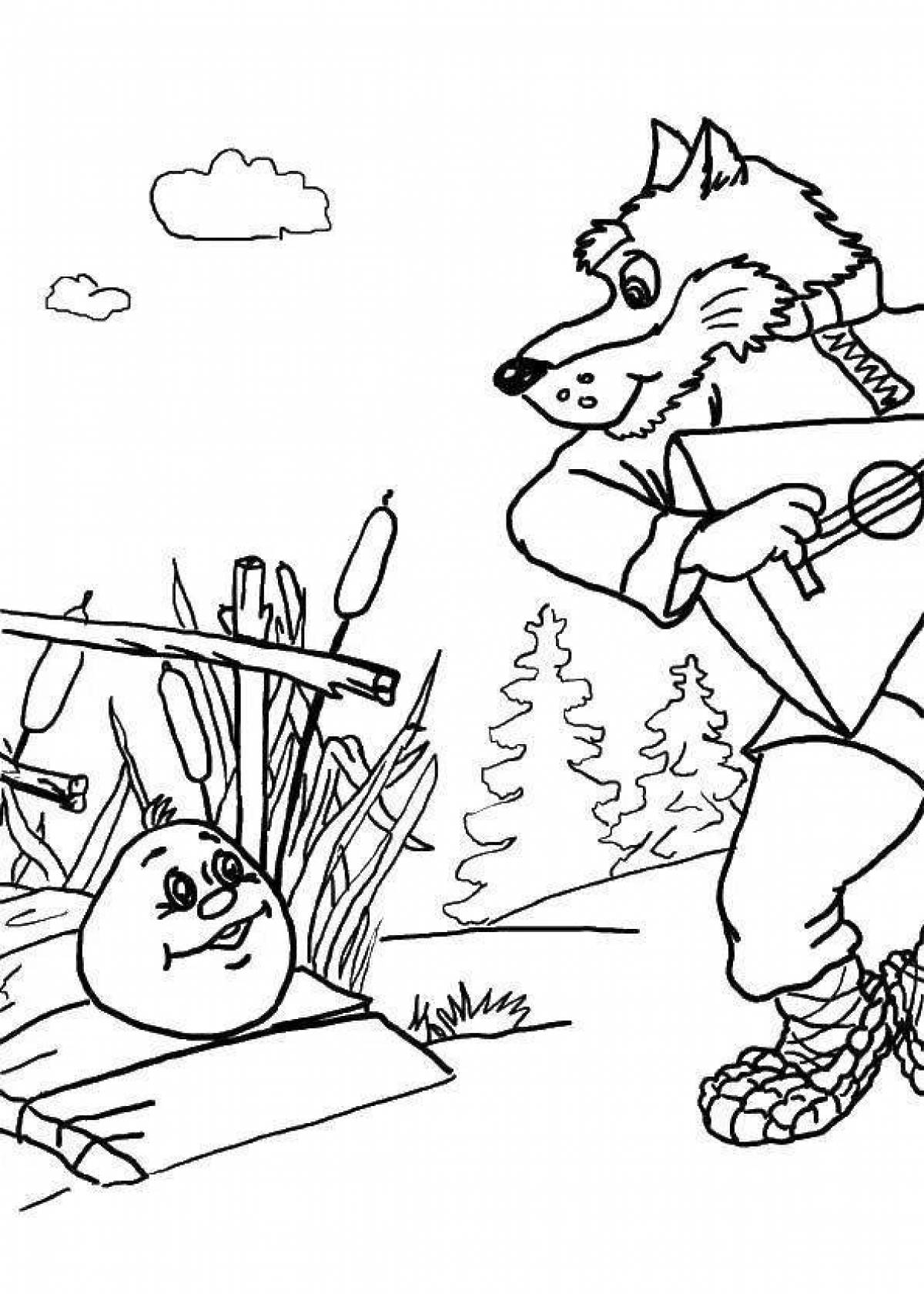 Fairy wolf playful coloring page