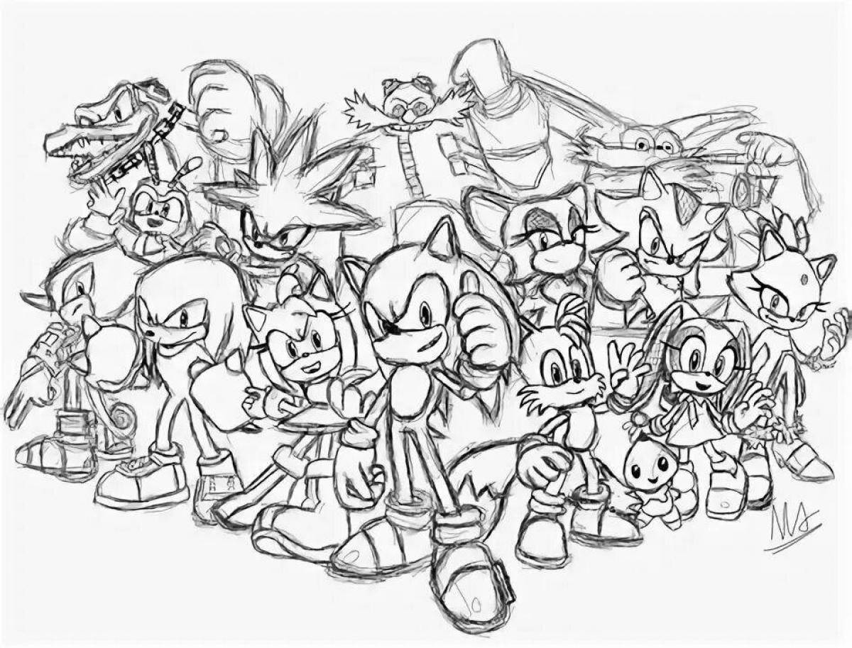 Colorful coloring sonic whole team