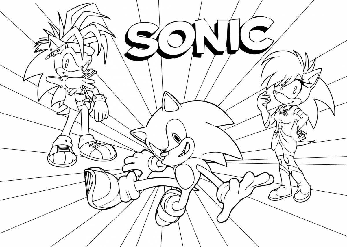 Joyful coloring sonic whole team