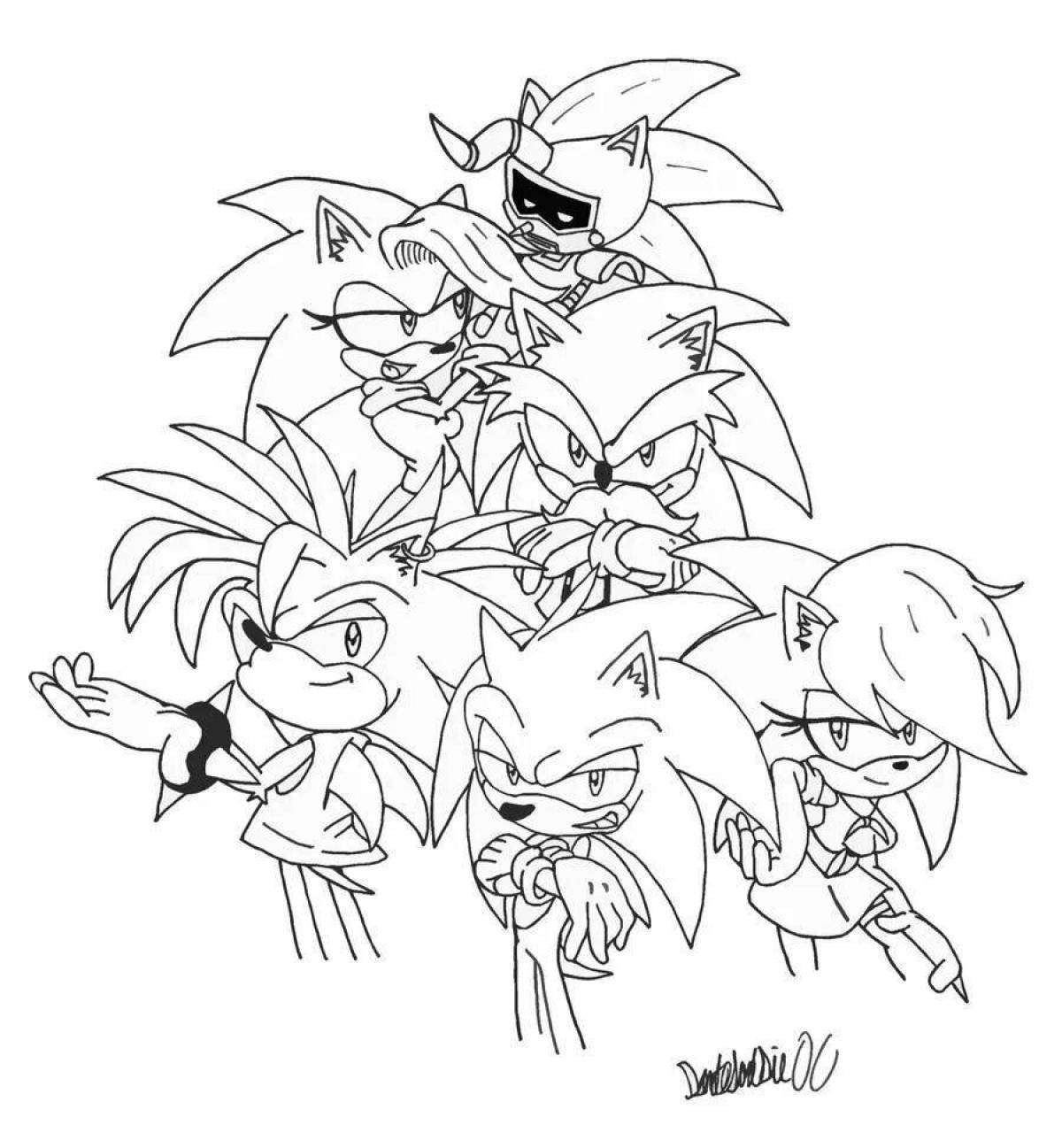 Impressive sonic whole team coloring book