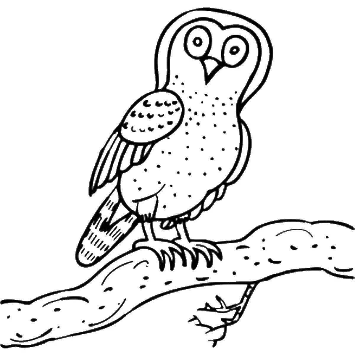 Очаровательная сова-раскраска на дереве