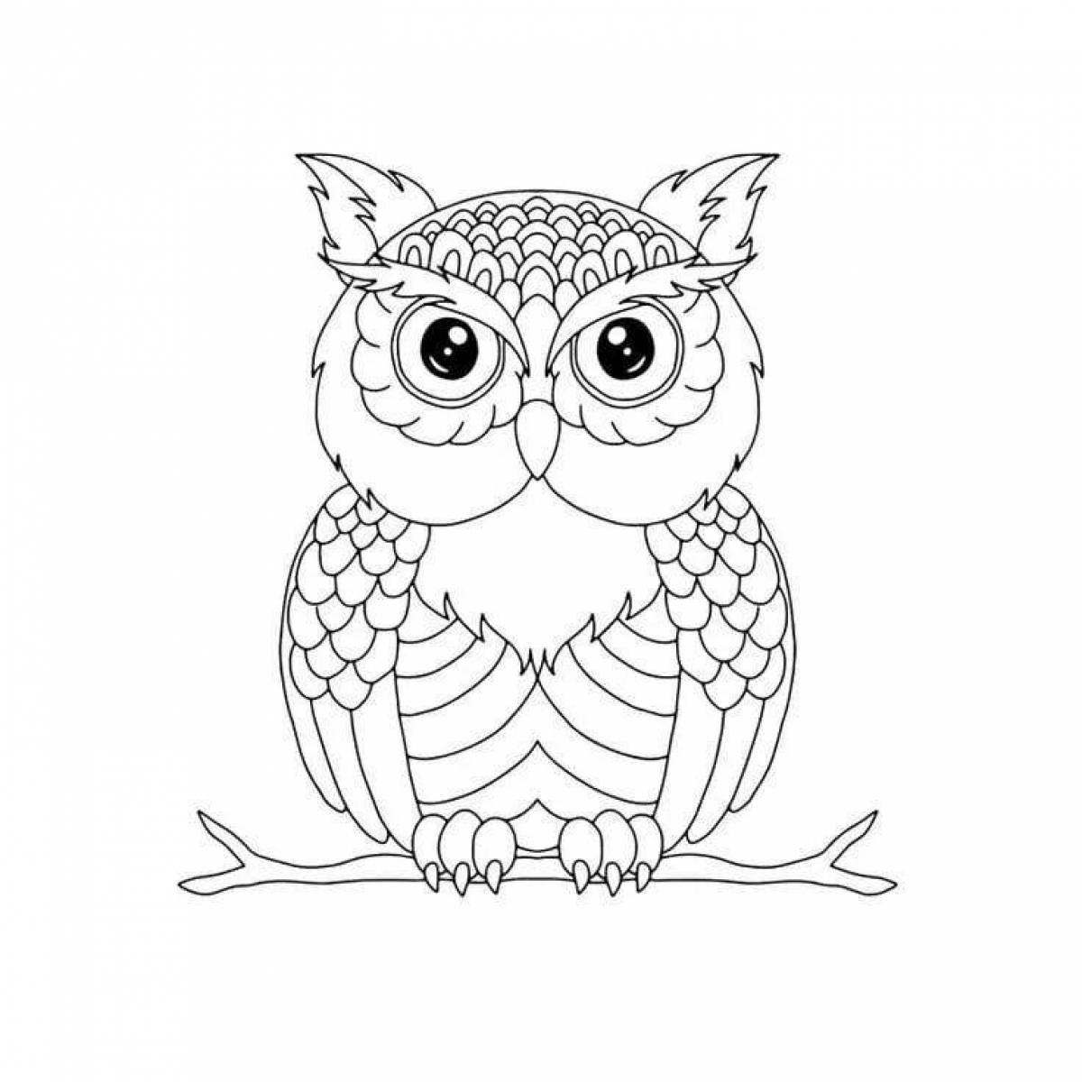 Coloring page mesmerizing owl on a tree