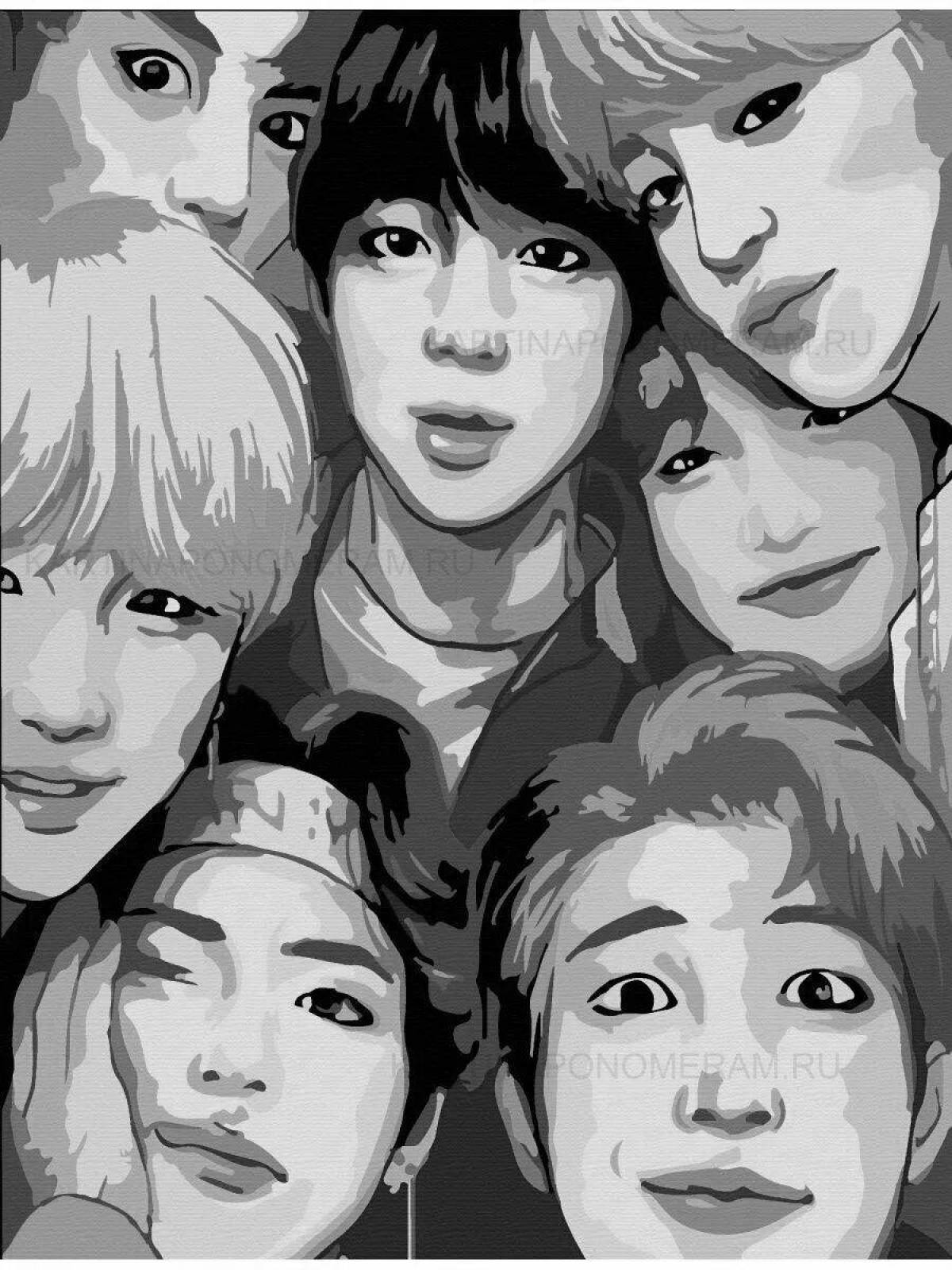 Playful bts number coloring page