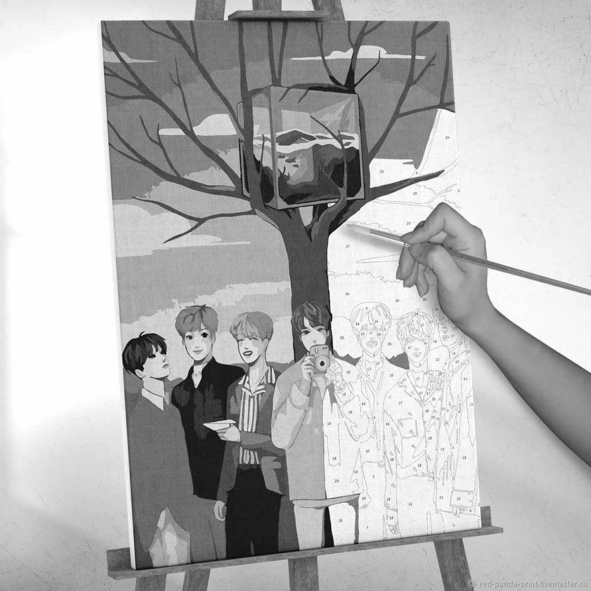 Coloring book with cute bts numbers