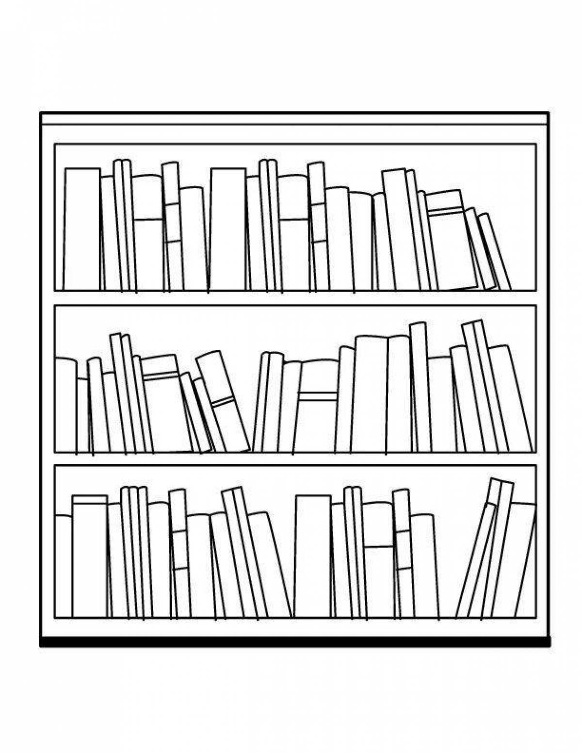 Coloring book majestic shelf with books