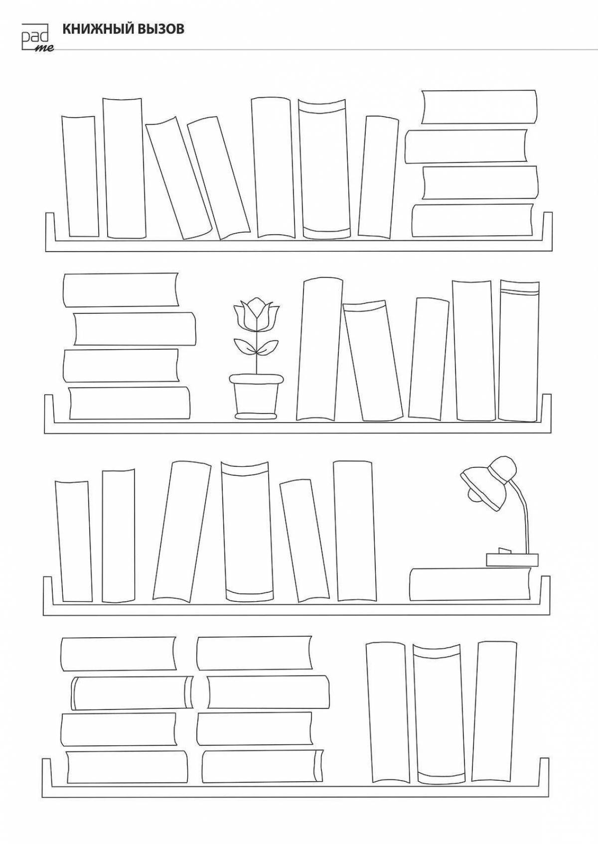 Coloring book elegant shelf with books