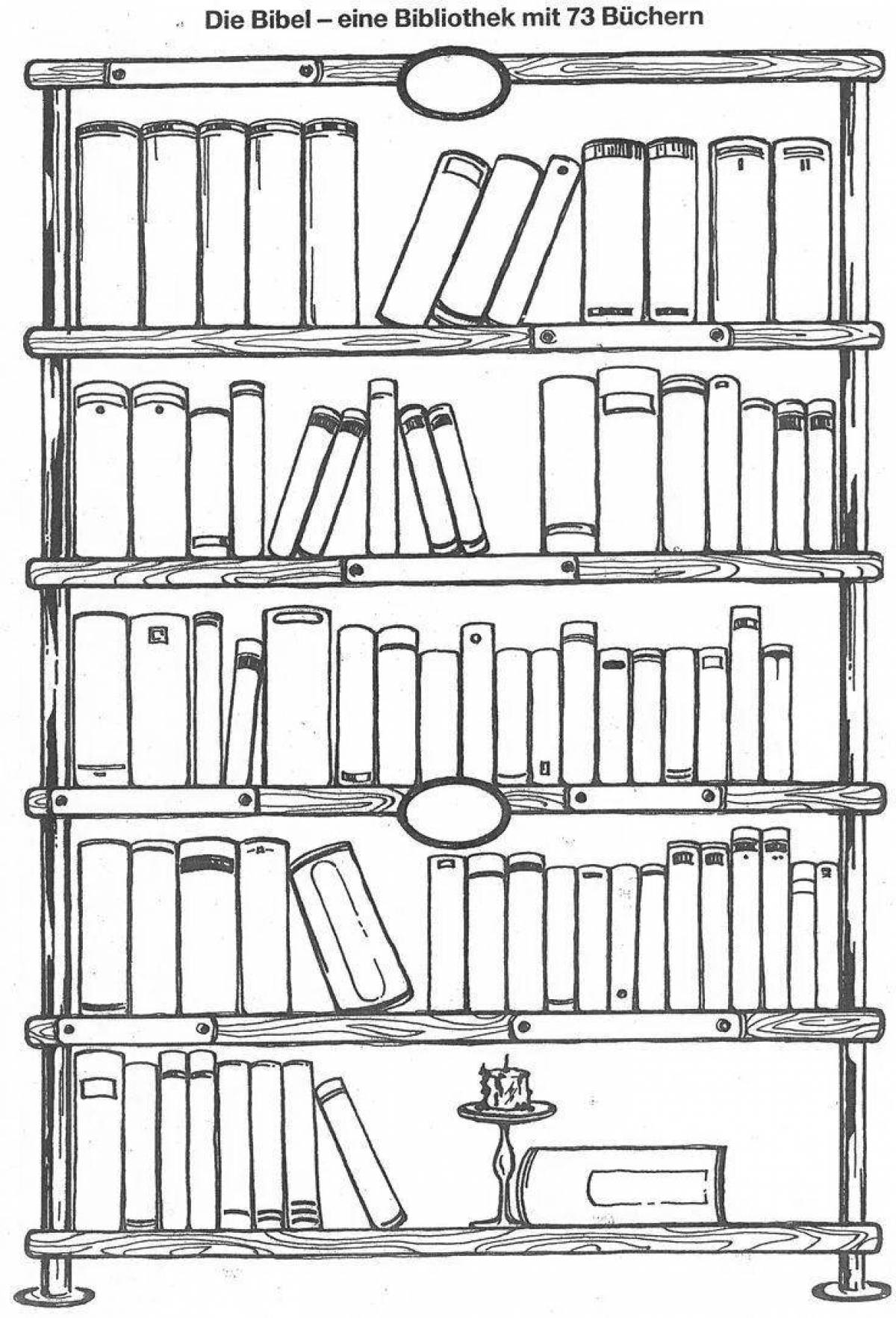 Coloring book unusual shelf with books