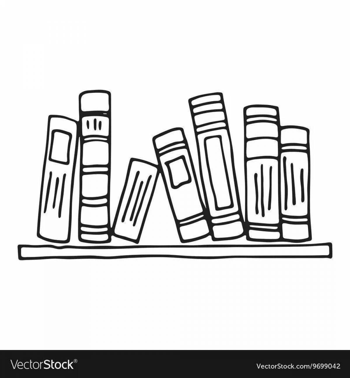 Cozy shelf with books coloring