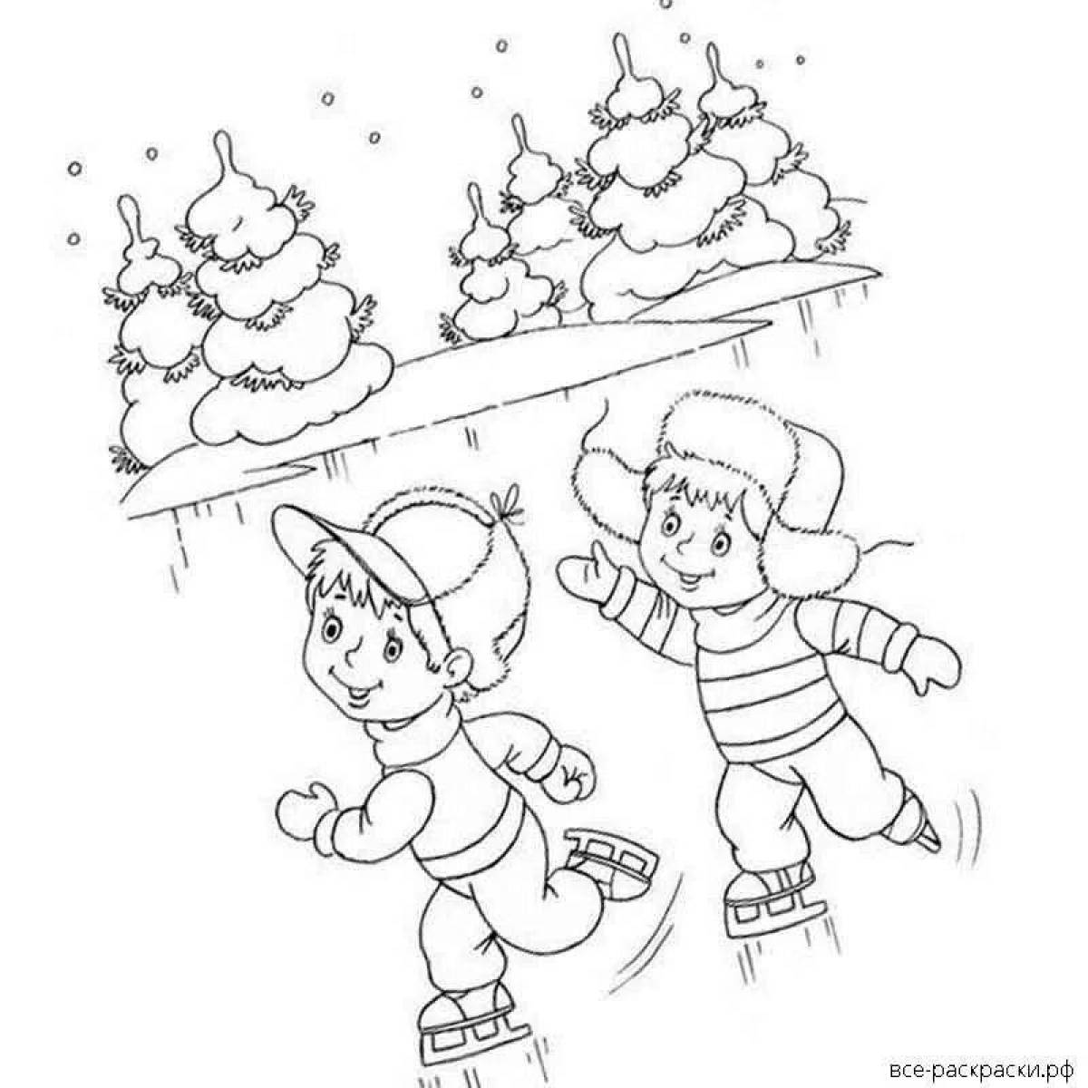 Восторженные дети, играющие зимой