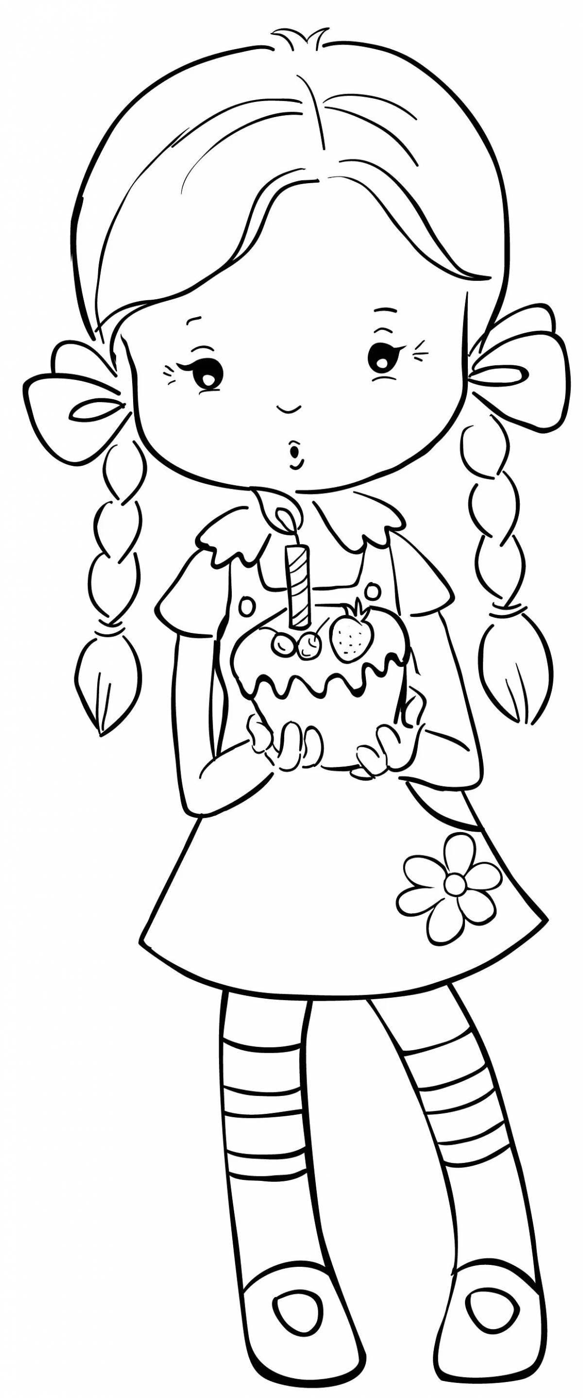 Shine coloring girl with a bow