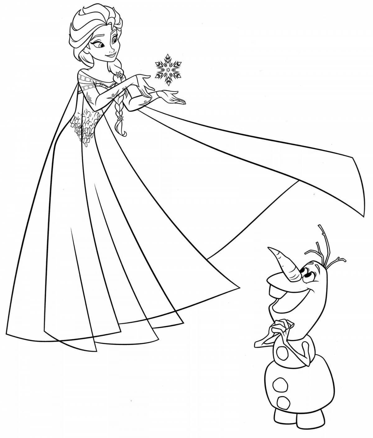 Charming coloring elsa and olaf